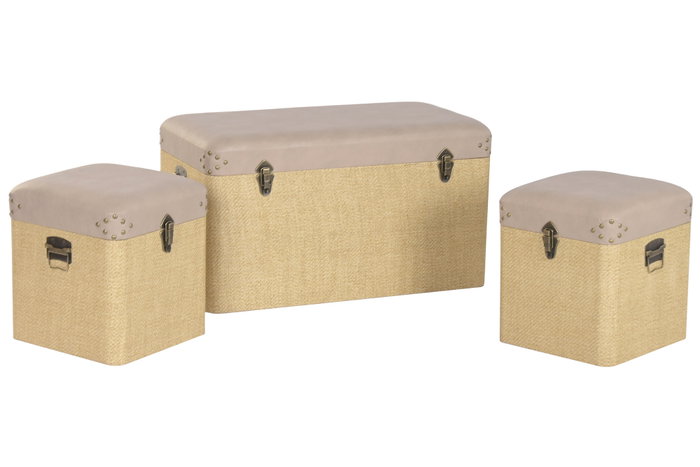 DKD Home Decor Baul Alpino Madera Marron Natural 40 x 44 x 80 cm Set 3