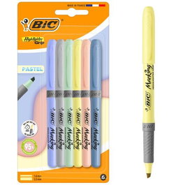 Bic C-Surtidos Blíster 6 Ud Marcador Fluorescente Highlighter Grip Mineral Pastel