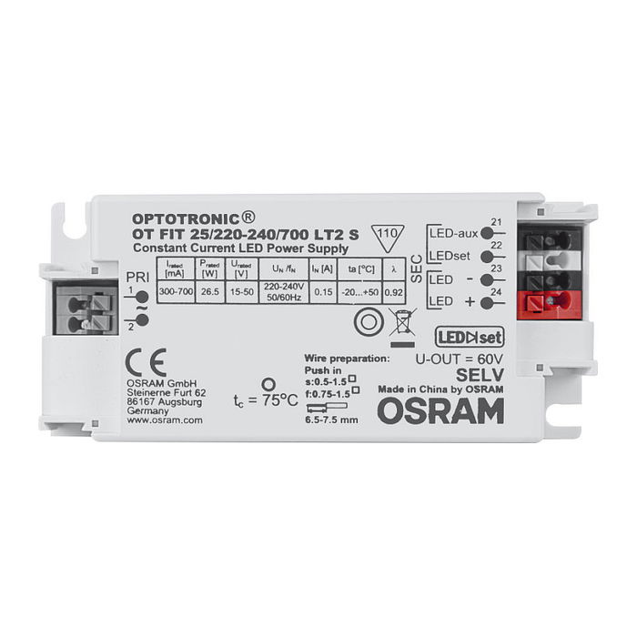 OSRAM OT FIT 25/220…240/700 LT2 S Driver CC 300-700mA 15-50V
