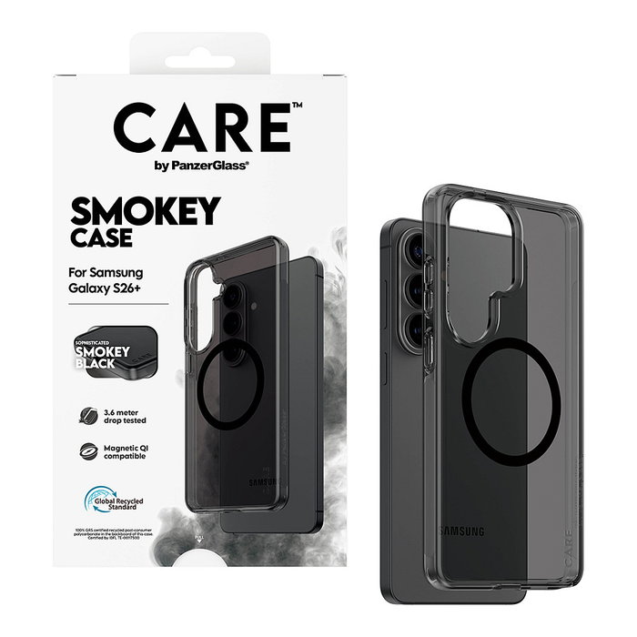 PanzerGlass CARE Urban Explorer Case Smokey m. Schwarz Qi Samsung Galaxy S26+ Funda Negro