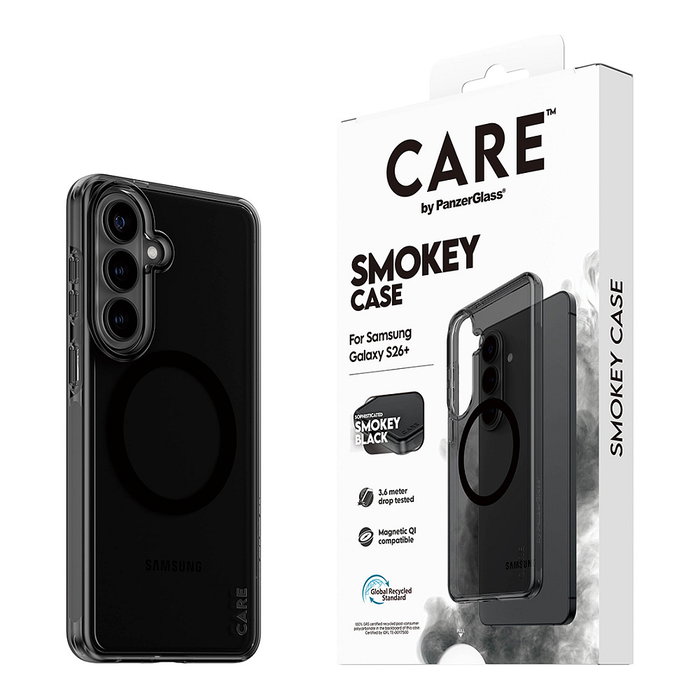 PanzerGlass CARE Urban Explorer Case Smokey m. Schwarz Qi Samsung Galaxy S26+ Funda Negro