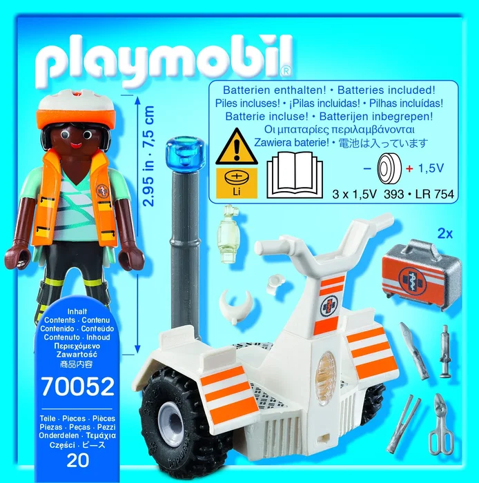 Playmobil 70052 - Juego de Figura City Life 'Primeros Auxilios y Segway', Set de Juguete con 27 Piezas para Niños a Partir de 4 Años