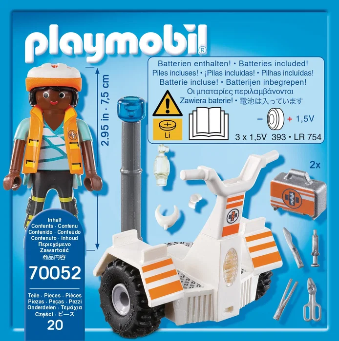 Playmobil 70052 - Juego de Figura City Life 'Primeros Auxilios y Segway', Set de Juguete con 27 Piezas para Niños a Partir de 4 Años