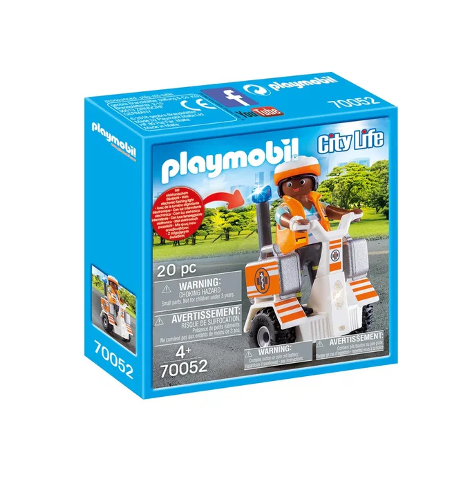 Playmobil 70052 - Juego de Figura City Life 'Primeros Auxilios y Segway', Set de Juguete con 27 Piezas para Niños a Partir de 4 Años