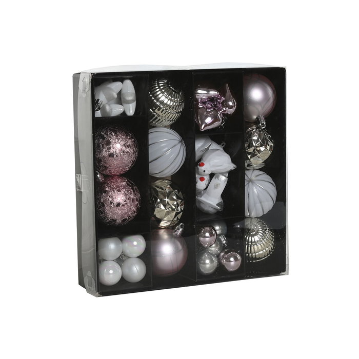 DKD Home Decor Set de 40 Bolas de Decoración Rosa