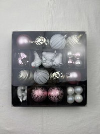 DKD Home Decor Bola Decoración Navidad Fantasía Rosa 6 x 25 x 25 cm Set de 40