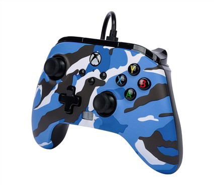 Power A 1525941-01 Mando con Cable Enhanced para Xbox Series X|S, Camuflaje Azul, Xbox One y Windows 10/11
