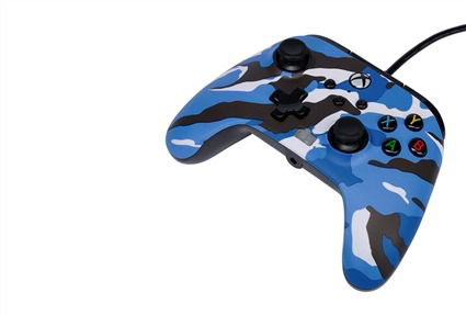 Power A 1525941-01 Mando con Cable Enhanced para Xbox Series X|S, Camuflaje Azul, Xbox One y Windows 10/11