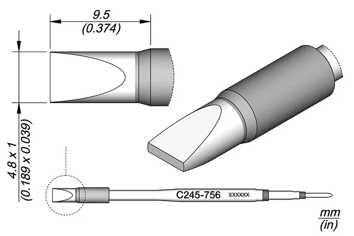 JBC TOOLS Punta de soldadura tipo destornillador 4,8x1mm