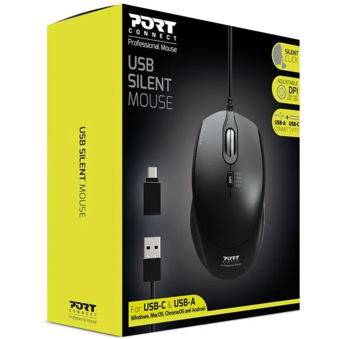 Port Designs Ratón Inalámbrico 2.4 GHz Compacto Blanco, USB-A y USB-C, Referencia 900711-B