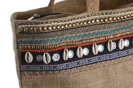 DKD Home Decor Bolso Mediterraneo Natural Multicolor Yute Algodón 2 Unidades 54 x 21 x 68 cm