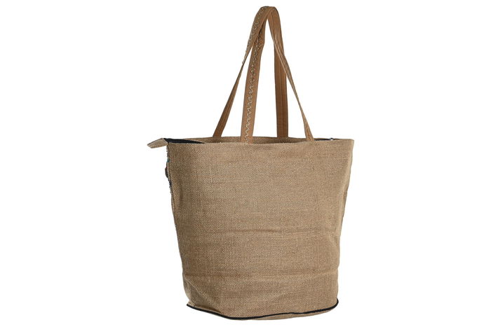 DKD Home Decor Bolso Mediterraneo Natural Multicolor Yute Algodón 2 Unidades 54 x 21 x 68 cm