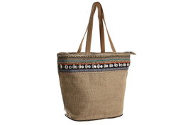 DKD Home Decor Bolso de Yute y Algodón Natural Multicolor 54x21x68 cm