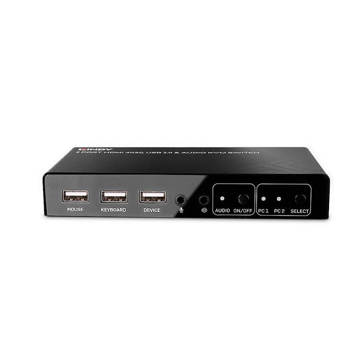 LINDY Interruptor KVM 32809 Negro 4K Ultra HD