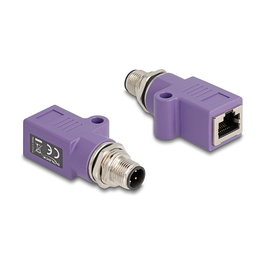 Delock Adaptador M12 a RJ45 Codigo D 4 Pin Conector a Cat5e Hembra Blindado S/UTP Color Violeta Con Orificio de Montaje Recto Ref. 60669