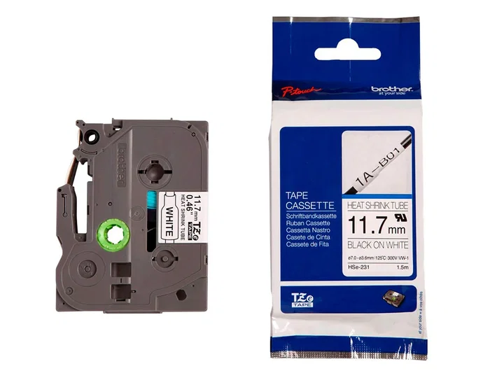 Brother Cinta tubo termorretractil negro sobre blanco de 11´7 mmx1,5m