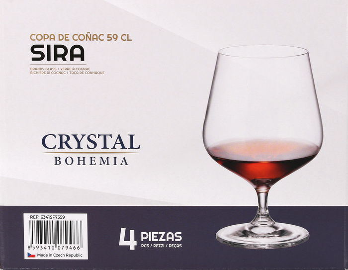 Bohemia Set 4 Copas de Coñac Sira 590cc (6 Cajas)