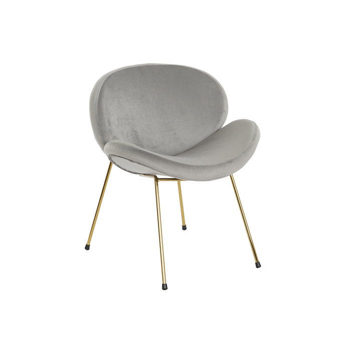 DKD Home Decor Silla de Terciopelo Gris Claro y Dorado