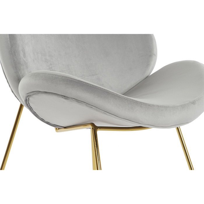 DKD Home Decor Silla de Terciopelo Gris Claro y Dorado