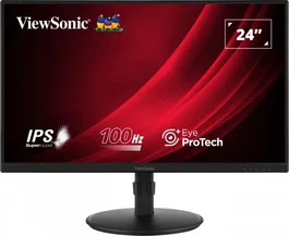 ViewSonic VG2408A Monitor 24 Pulgadas Full HD IPS 100Hz con Altavoces, Ajuste de Altura/Pivote/Giro/Inclinación, HDMI 1.4, DisplayPort 1.2, VGA, VESA 100x100, Negro