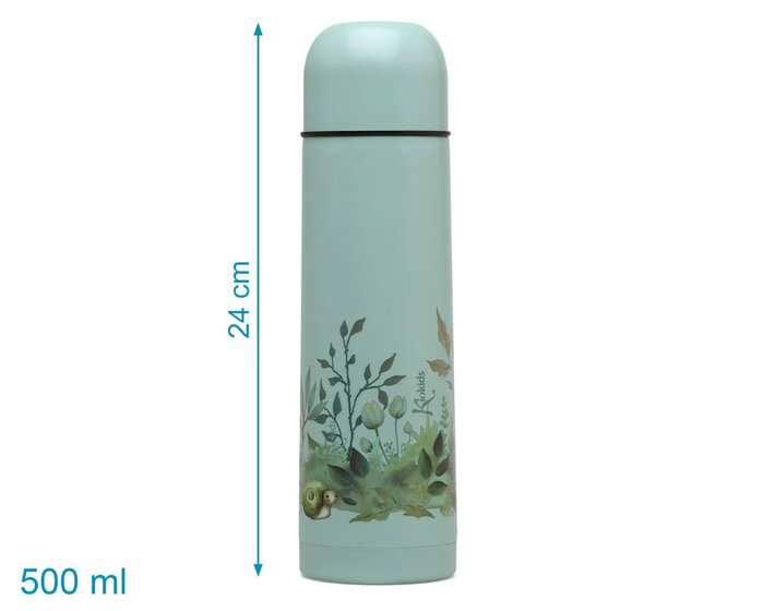 KioKids Termo Little Sauvages Honey 500ml, Térmico Acero Inoxidable, Anti-goteo, Mantiene Frío 24h/Calor 12h, Color Sage, para Líquidos, para Bebés +0 Meses