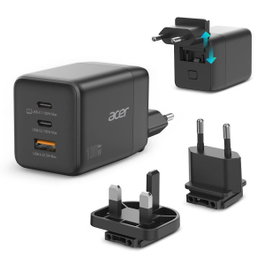 Acer Cargador GaN 100W con 2x USB-C y 1x USB-A Negro (HP.DSCAB.019)​