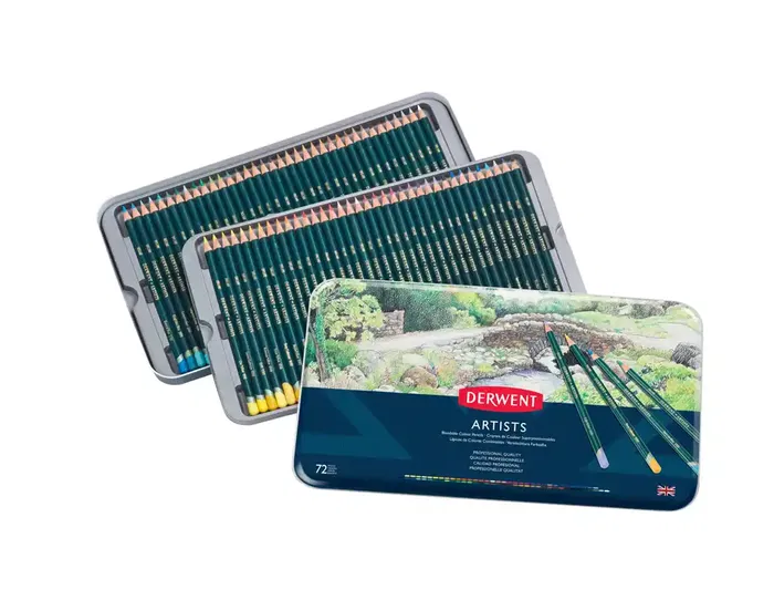 Derwent Lápices de Colores Artists Caja Metálica de 72 Unidades Colores Surtidos