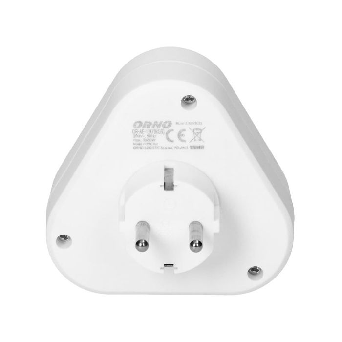 ORNO Ladron de 3 Tomas Schuko ORAE13178(GS - Enchufe Multiple con Toma de Tierra
