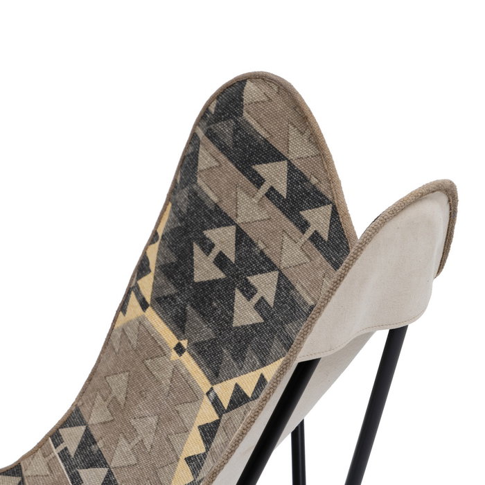 Silla Negro-Taupe Tejido-Metal Salón 75 X 75 X 95 cm Silla Negro-Taupe Tejido-Metal Salón 75 X 75 X 95 cm