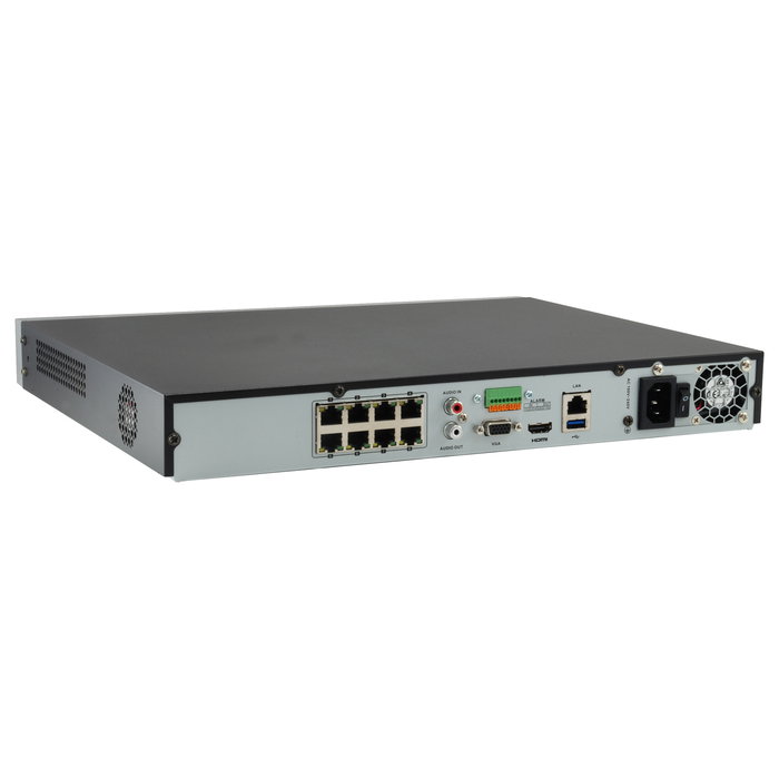 LevelOne NVR-0508 - Grabador de Vídeo en Red 8 Canales, 8K UHD/4K, 8 Puertos PoE, Compatible con H.265+, H.264+, 64 Usuarios, 2 Bahías HDD SATA hasta 12TB, Linux, Negro