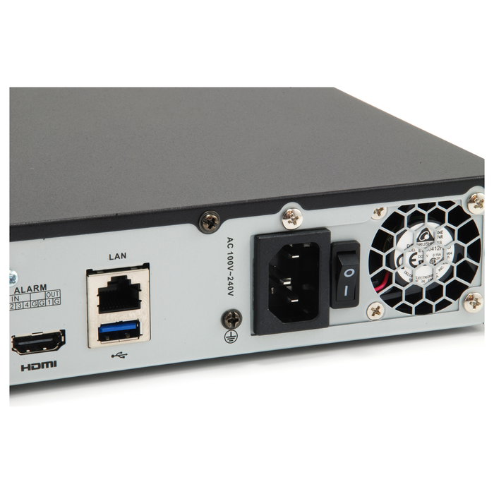 LevelOne NVR-0508 - Grabador de Vídeo en Red 8 Canales, 8K UHD/4K, 8 Puertos PoE, Compatible con H.265+, H.264+, 64 Usuarios, 2 Bahías HDD SATA hasta 12TB, Linux, Negro