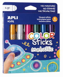 APLI KIDS Estuche de 6 Témperas Sólidas Color Metalizado Surtido