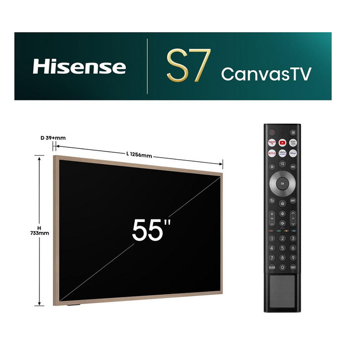Hisense 55S7NQTUK 55" QLED 4K UHD Smart TV con Frame, 144 Hz, HDR10+, VIDAA OS, Wifi, Bluetooth 5.3, 4x HDMI 2.1, Color Oro Hisense 55S7NQTUK 55" QLED 4K UHD Smart TV con Frame, 144 Hz, HDR10+, VIDAA OS, Wifi, Bluetooth 5.3, 4x HDMI 2.1, Color Oro