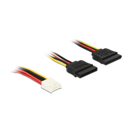 DeLOCK Cable de alimentación Floppy 4 pin a 2x SATA 15 pin, 0,3 m