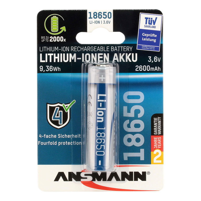 Ansmann Li-Ion Akku 18650 Rechargeable Battery