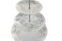 DKD Home Decor Frutero de 3 Pisos en Porcelana y Metal Verde, Blanco y Marrón Claro