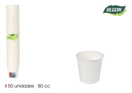 Algon Set 18 Vasos de Cartón Blancos 80cc