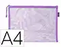 Liderpapel Bolsa Zipper Bag Poliéster Transpirable Multiusos DIN A4 Morado Pastel