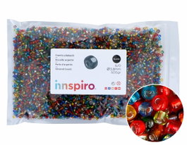 Innspiro Rocalla de vidrio redonda plateado mezcla 3,8mm 500g