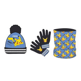 New Import Set Gorro Pompon, Guantes y Braga Pokemon 3 Piezas