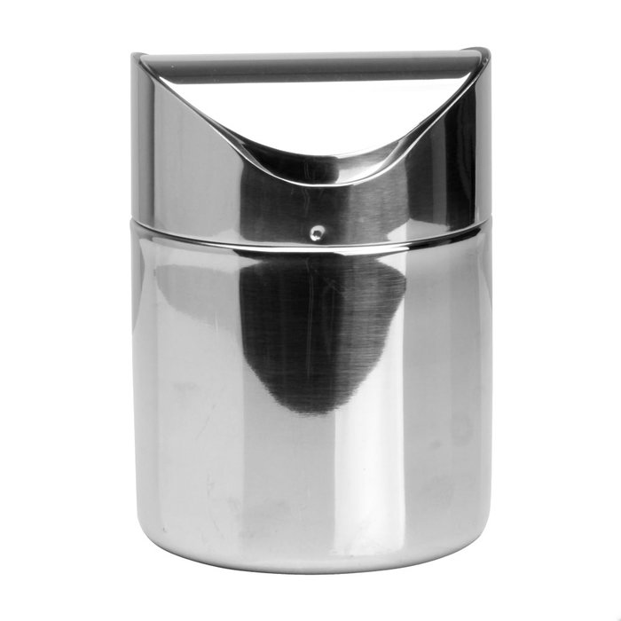 1946 Papelera de Mesa 1946 Acero Inoxidable con Tapa Basculante Altura 16,5 cm Diámetro 12 cm