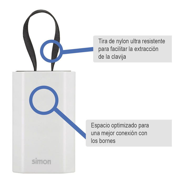 Simon Base Móvil 2p+tt Schuko Salida Frontal 10A 250V Blanco Fácil Extracción Simon Base Móvil 2p+tt Schuko Salida Frontal 10A 250V Blanco Fácil Extracción