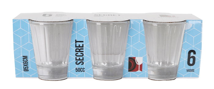 La Mediterranea Set de 6 Chupitos Surtidos Secret 50cc acabado plata (18 cajas)