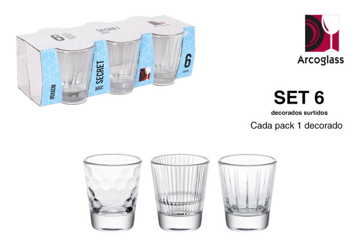 La Mediterranea Set de 6 Chupitos Surtidos Secret 50cc acabado plata (18 cajas) La Mediterranea Set de 6 Chupitos Surtidos Secret 50cc acabado plata (18 cajas)