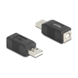 DeLOCK 67202 - Adaptador USB 2.0 Tipo A Macho a Tipo B Hembra, Negro, Plug and Play, Velocidad 0,48 Gbit/s