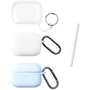 4smarts 541448 Funda para Apple AirPods Pro 2 de Plástico y Silicona, Resistente, en Blanco y Azul Claro (Set de 3)