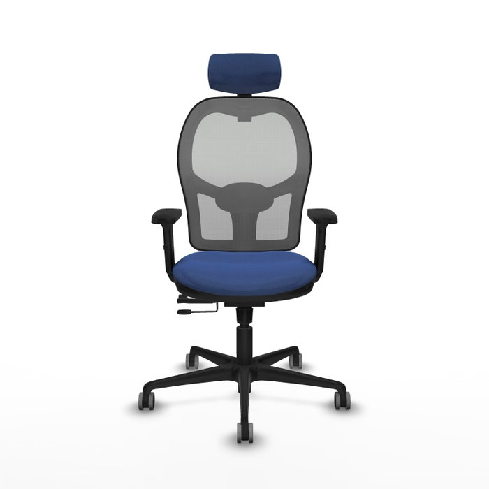 PIQUERAS Y CRESPO Silla de oficina Jorquera con mecanismo Sincro/Traslack, Tela Azul marino y Malla Gris