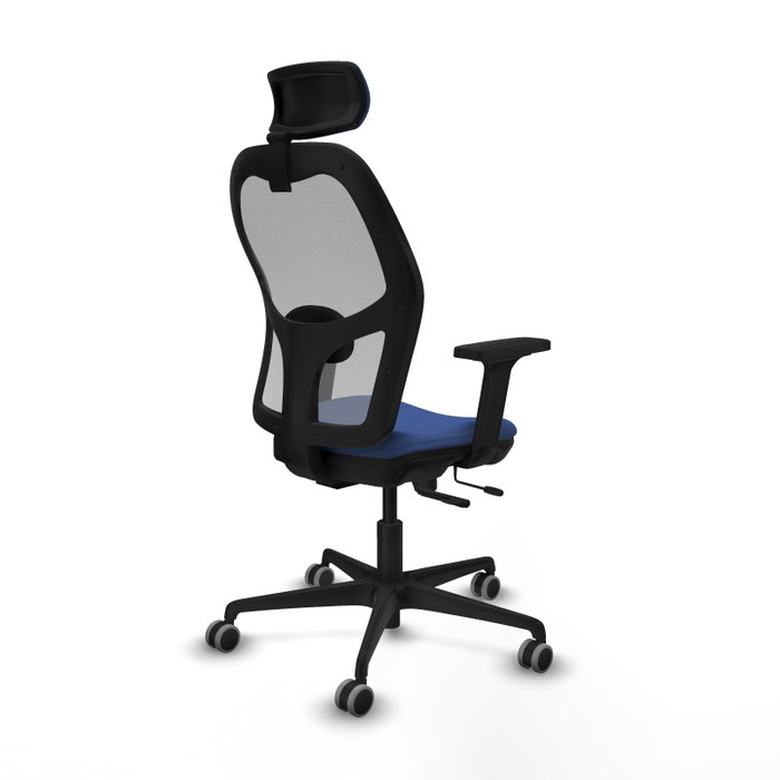 PIQUERAS Y CRESPO Silla de oficina Jorquera con mecanismo Sincro/Traslack, Tela Azul marino y Malla Gris