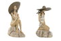 DKD Home Decor Figura Decorativa Resina Blanco Beige Chica Sombrero 8.5 x 20 x 12 cm (2 Unidades)