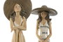 DKD Home Decor Figura Decorativa Resina Blanco Beige Chica Sombrero 8.5 x 20 x 12 cm (2 Unidades)